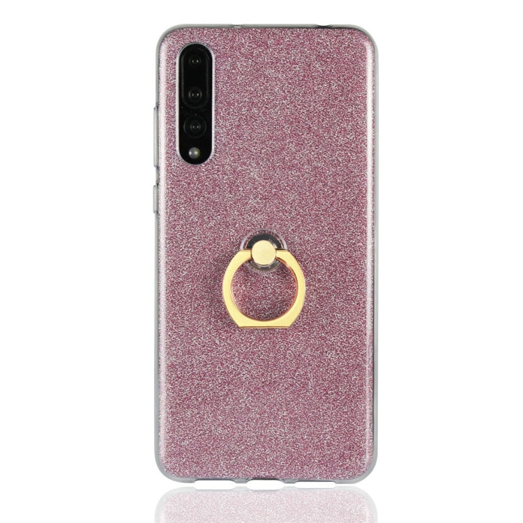 For Huawei P20 Pro Glittery Powder Shockproof TPU Protective Case with Ring Holder