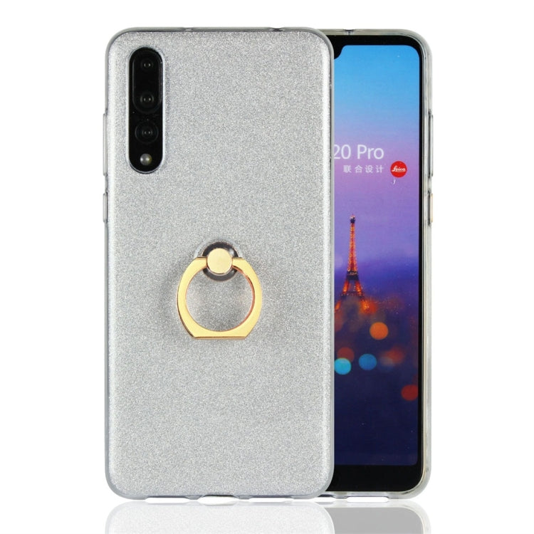 For Huawei P20 Pro Glittery Powder Shockproof TPU Protective Case with Ring Holder