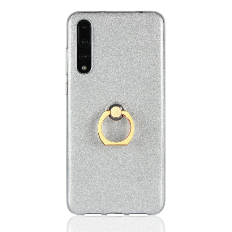 For Huawei P20 Pro Glittery Powder Shockproof TPU Protective Case with Ring Holder