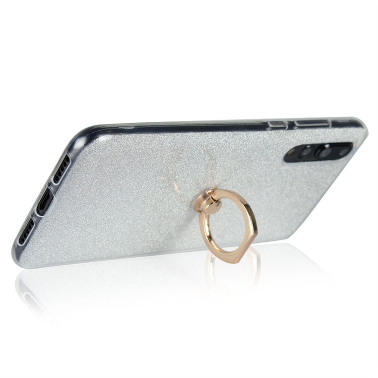 For Huawei P20 Pro Glittery Powder Shockproof TPU Protective Case with Ring Holder