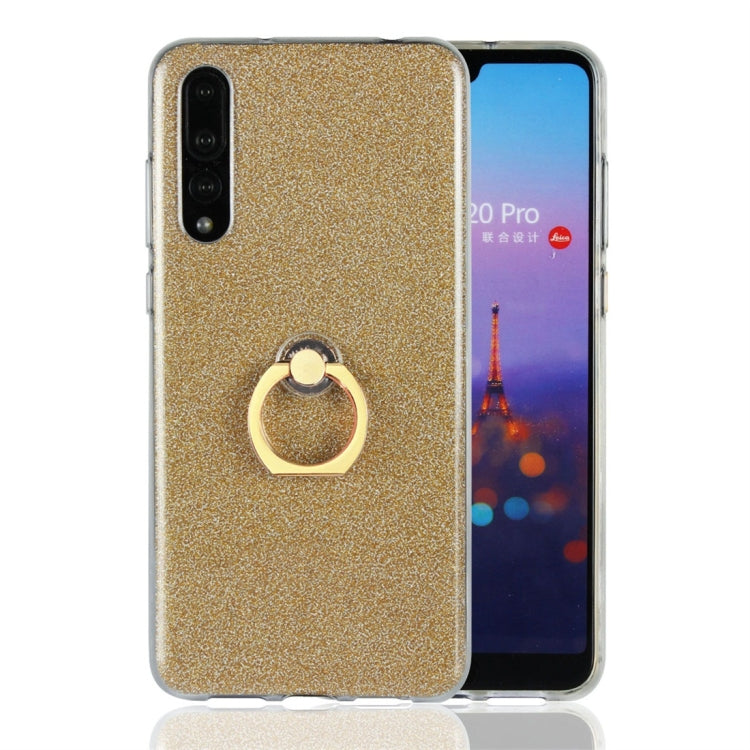 For Huawei P20 Pro Glittery Powder Shockproof TPU Protective Case with Ring Holder