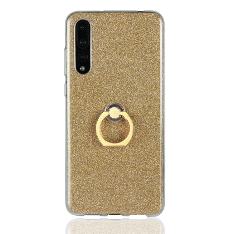 For Huawei P20 Pro Glittery Powder Shockproof TPU Protective Case with Ring Holder