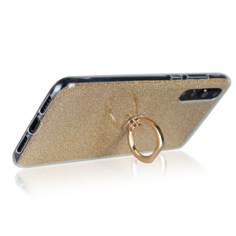 For Huawei P20 Pro Glittery Powder Shockproof TPU Protective Case with Ring Holder