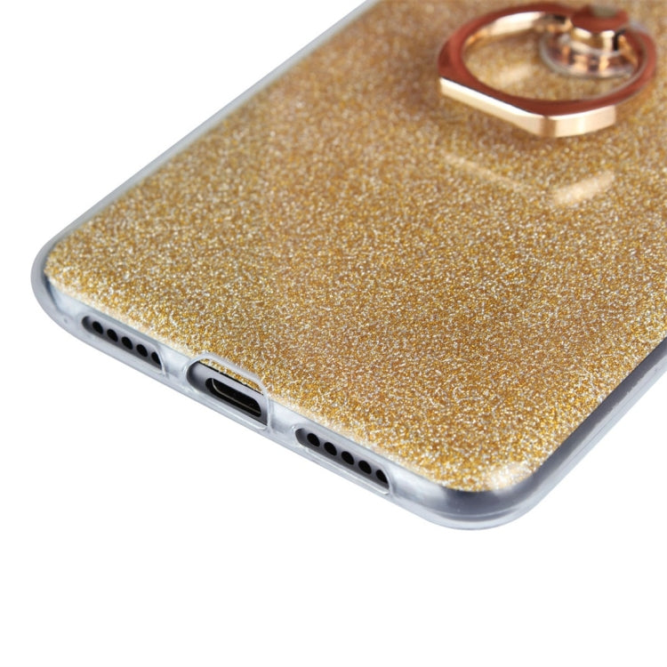 For Huawei P20 Pro Glittery Powder Shockproof TPU Protective Case with Ring Holder