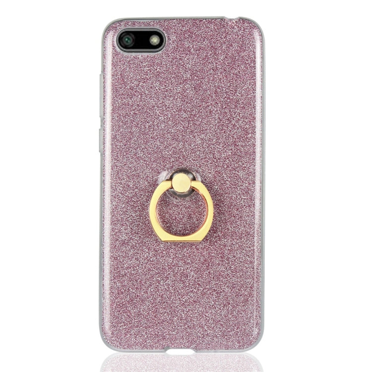For Huawei Y5 (2018) Glittery Powder Shockproof TPU Protective Case with Ring Holder