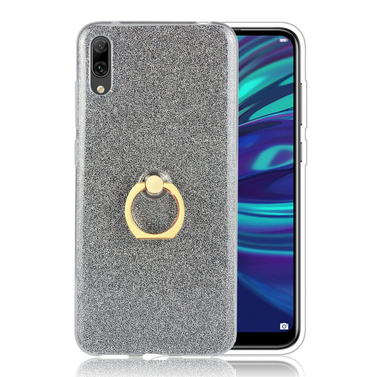 For Huawei Enjoy 9 Glittery Powder Shockproof TPU Protective Case with Ring Holder