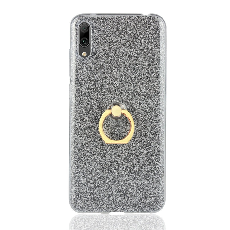 For Huawei Enjoy 9 Glittery Powder Shockproof TPU Protective Case with Ring Holder
