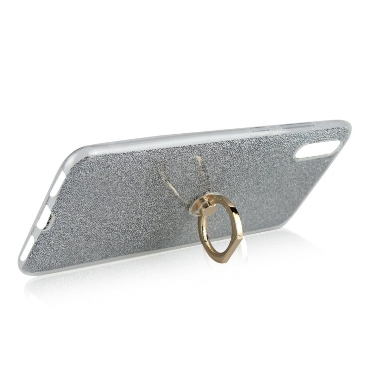 For Huawei Enjoy 9 Glittery Powder Shockproof TPU Protective Case with Ring Holder