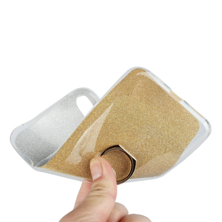 For Huawei Enjoy 9 Glittery Powder Shockproof TPU Protective Case with Ring Holder