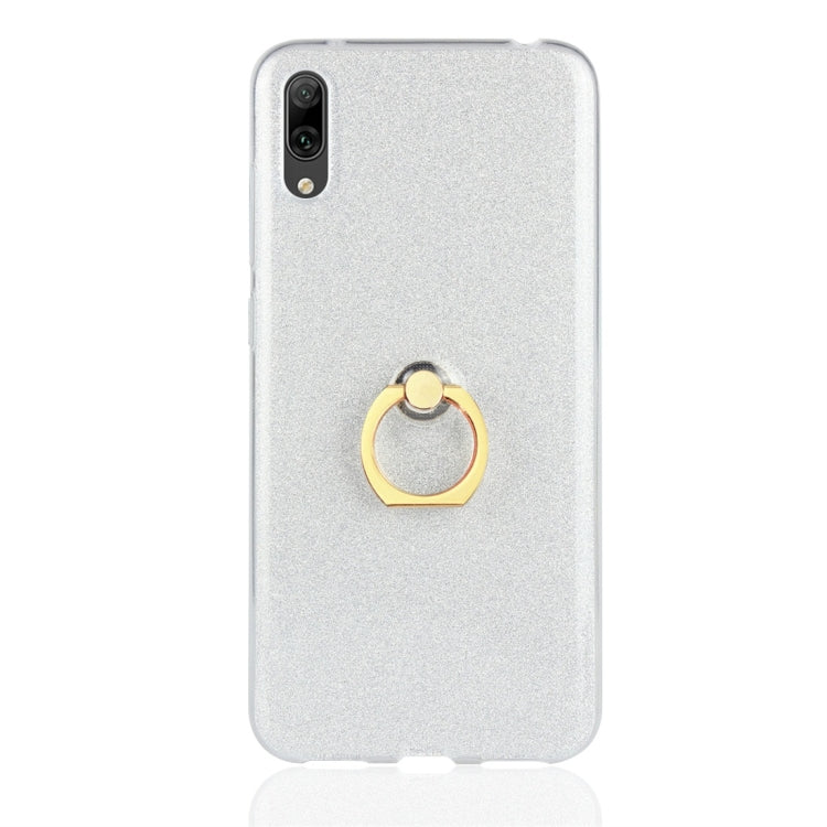 For Huawei Enjoy 9 Glittery Powder Shockproof TPU Protective Case with Ring Holder