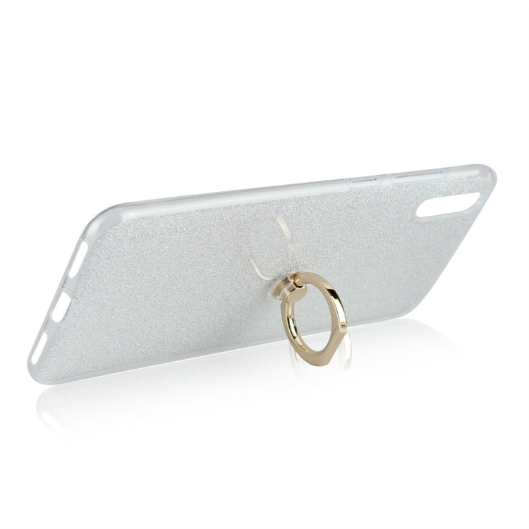 For Huawei Enjoy 9 Glittery Powder Shockproof TPU Protective Case with Ring Holder