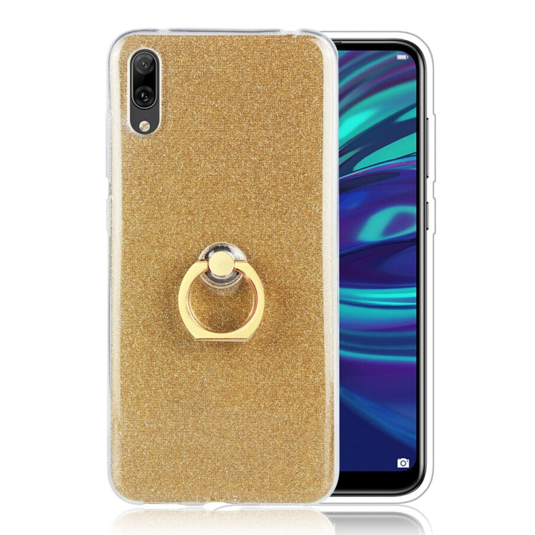 For Huawei Enjoy 9 Glittery Powder Shockproof TPU Protective Case with Ring Holder
