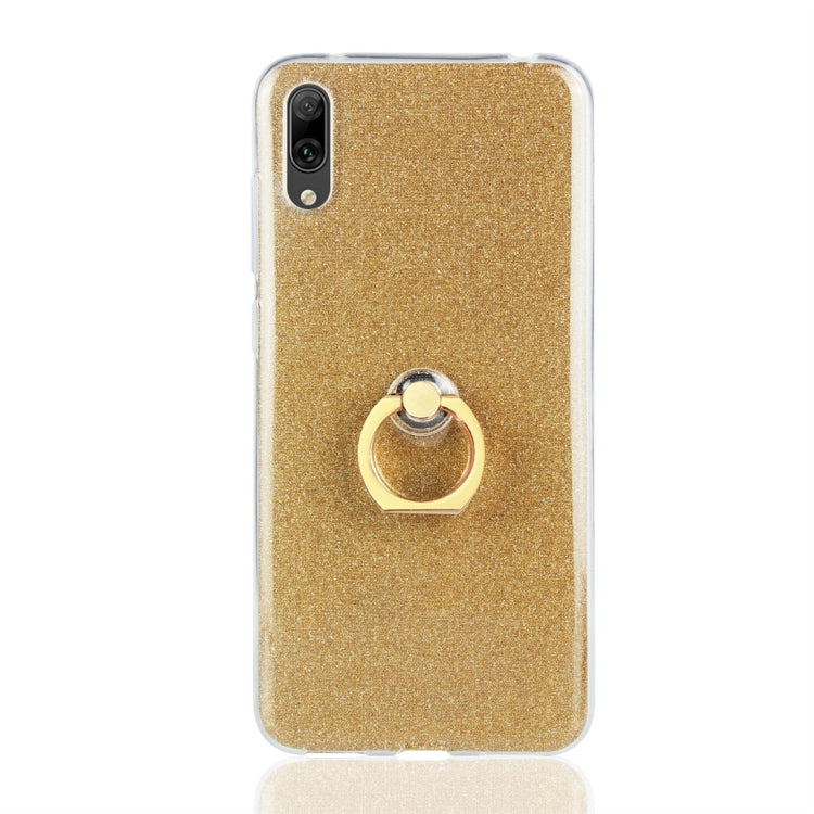 For Huawei Enjoy 9 Glittery Powder Shockproof TPU Protective Case with Ring Holder