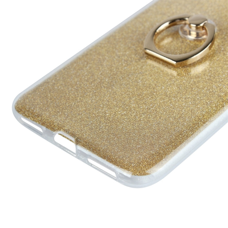 For Huawei Enjoy 9 Glittery Powder Shockproof TPU Protective Case with Ring Holder