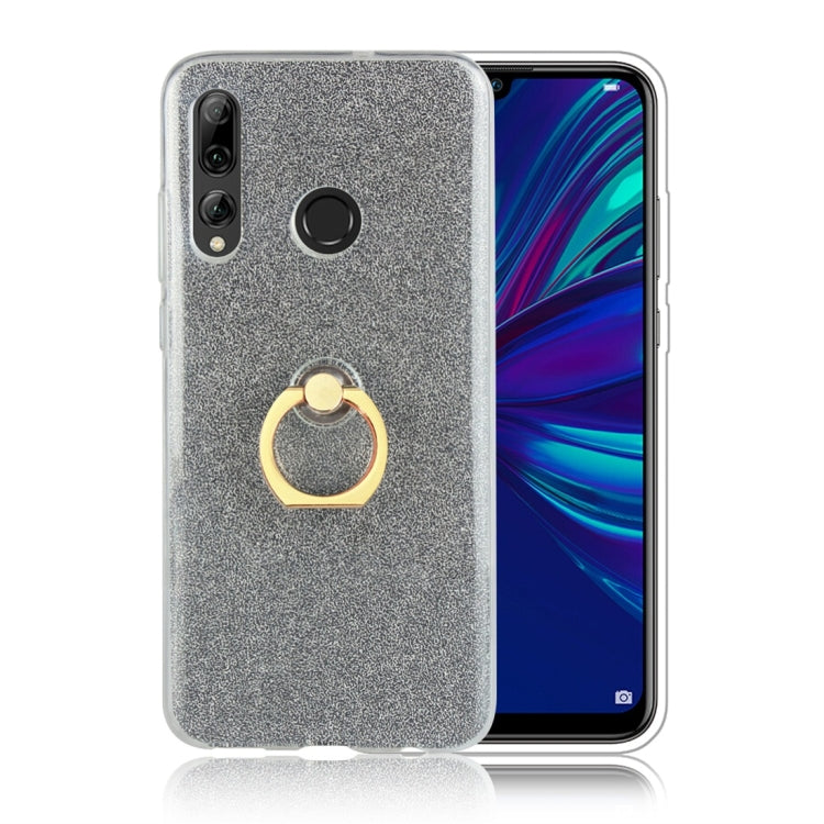 For Huawei Enjoy 9s Glittery Powder Shockproof TPU Protective Case with Ring Holder