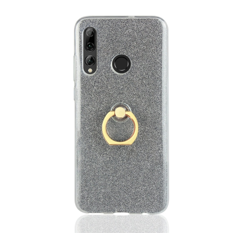 For Huawei Enjoy 9s Glittery Powder Shockproof TPU Protective Case with Ring Holder