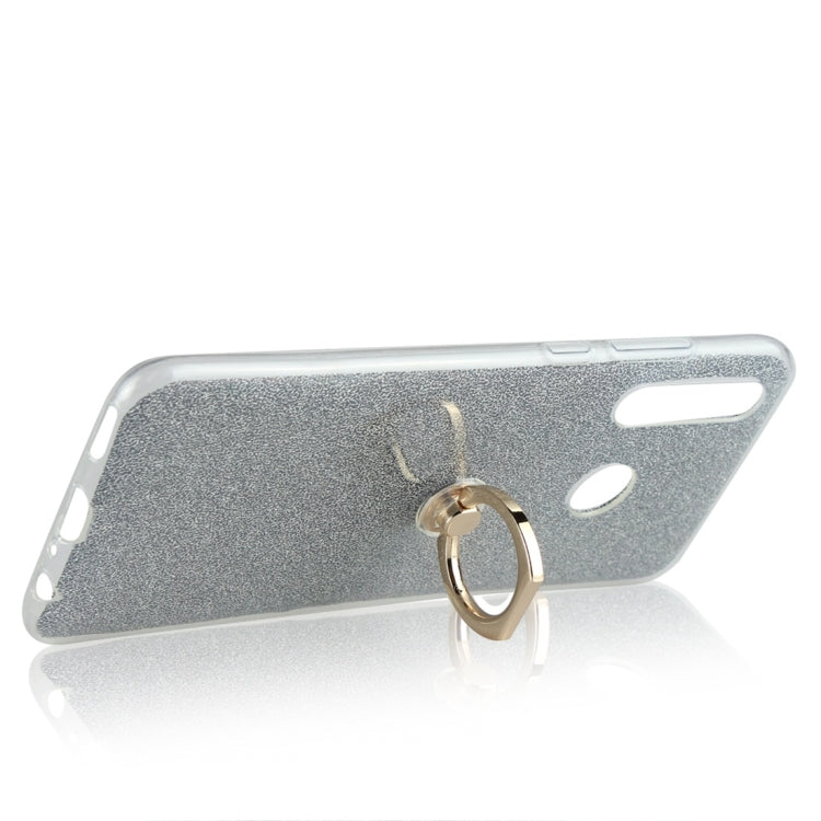 For Huawei Enjoy 9s Glittery Powder Shockproof TPU Protective Case with Ring Holder