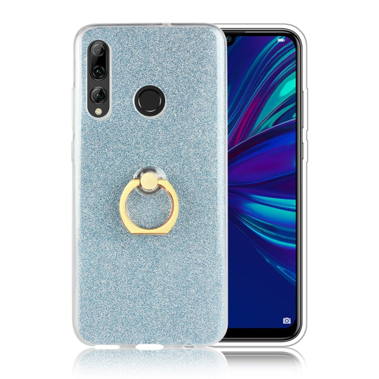 For Huawei Enjoy 9s Glittery Powder Shockproof TPU Protective Case with Ring Holder