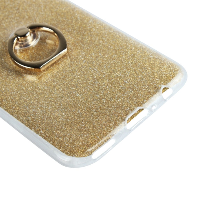 For Huawei Enjoy 9s Glittery Powder Shockproof TPU Protective Case with Ring Holder