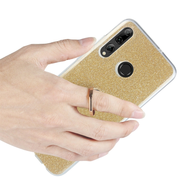For Huawei Enjoy 9s Glittery Powder Shockproof TPU Protective Case with Ring Holder