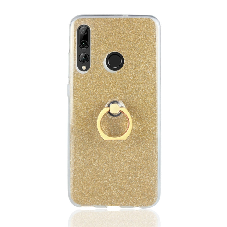 For Huawei Enjoy 9s Glittery Powder Shockproof TPU Protective Case with Ring Holder