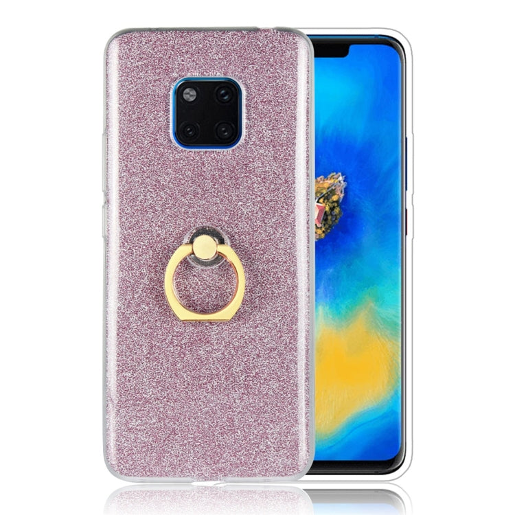 For Huawei Mate 20 Pro Glittery Powder Shockproof TPU Protective Case with Ring Holder