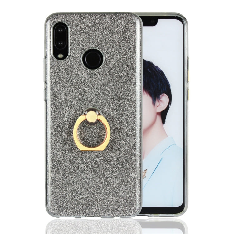 For Huawei nova 3 Glittery Powder Shockproof TPU Protective Case with Ring Holder