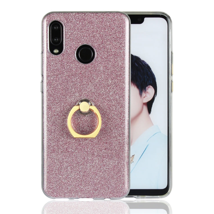 For Huawei nova 3 Glittery Powder Shockproof TPU Protective Case with Ring Holder