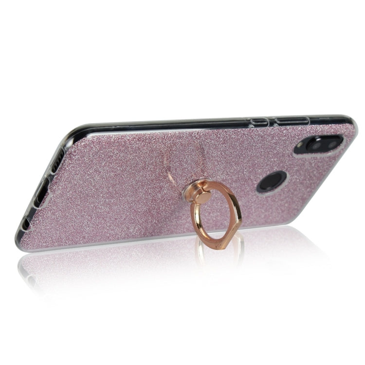 For Huawei nova 3 Glittery Powder Shockproof TPU Protective Case with Ring Holder