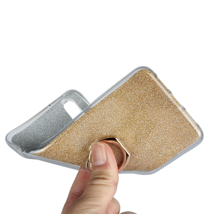 For Huawei P20 Glittery Powder Shockproof TPU Protective Case with Ring Holder