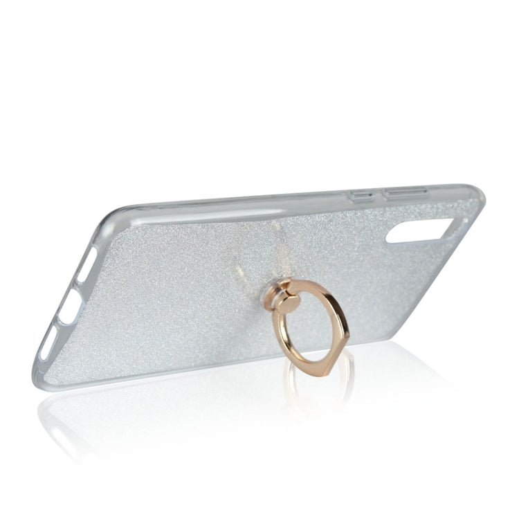 For Huawei P20 Glittery Powder Shockproof TPU Protective Case with Ring Holder