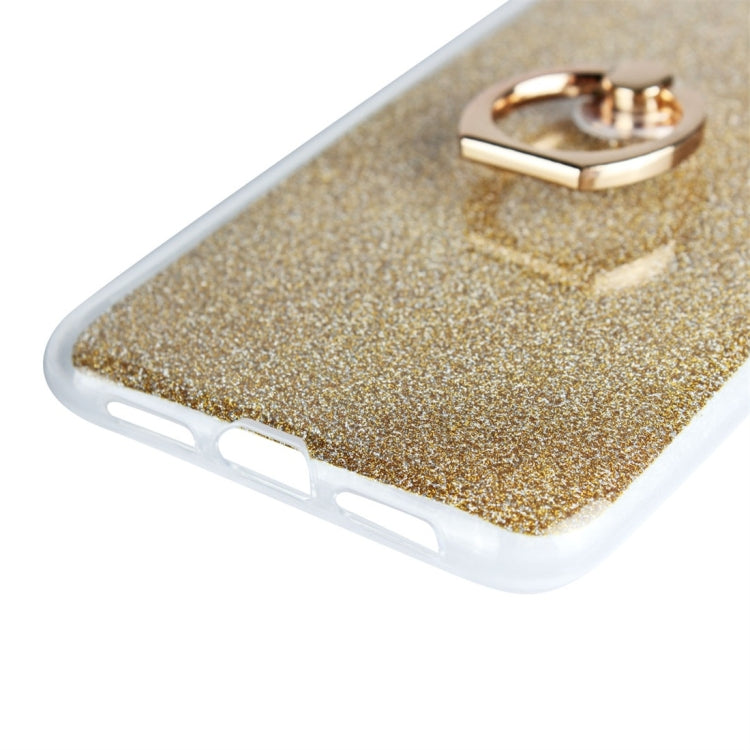 For Huawei P20 Glittery Powder Shockproof TPU Protective Case with Ring Holder