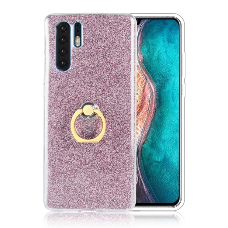 For Huawei P30 Pro Glittery Powder Shockproof TPU Protective Case with Ring Holder