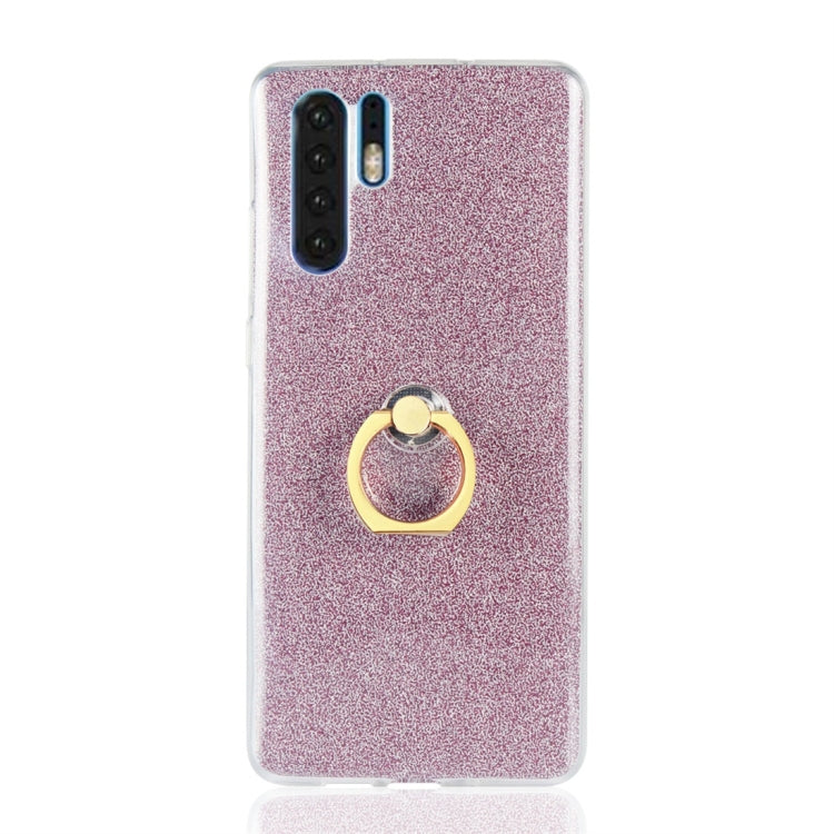 For Huawei P30 Pro Glittery Powder Shockproof TPU Protective Case with Ring Holder
