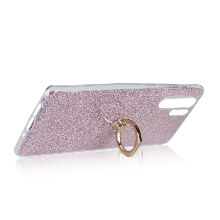 For Huawei P30 Pro Glittery Powder Shockproof TPU Protective Case with Ring Holder