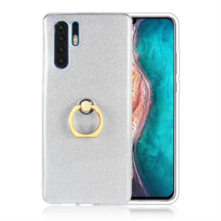 For Huawei P30 Pro Glittery Powder Shockproof TPU Protective Case with Ring Holder