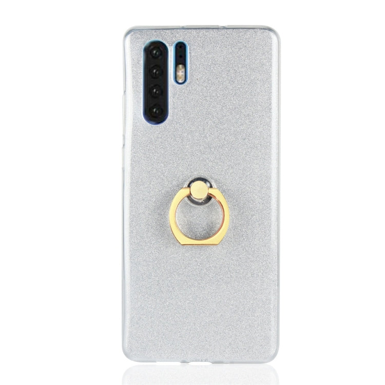 For Huawei P30 Pro Glittery Powder Shockproof TPU Protective Case with Ring Holder