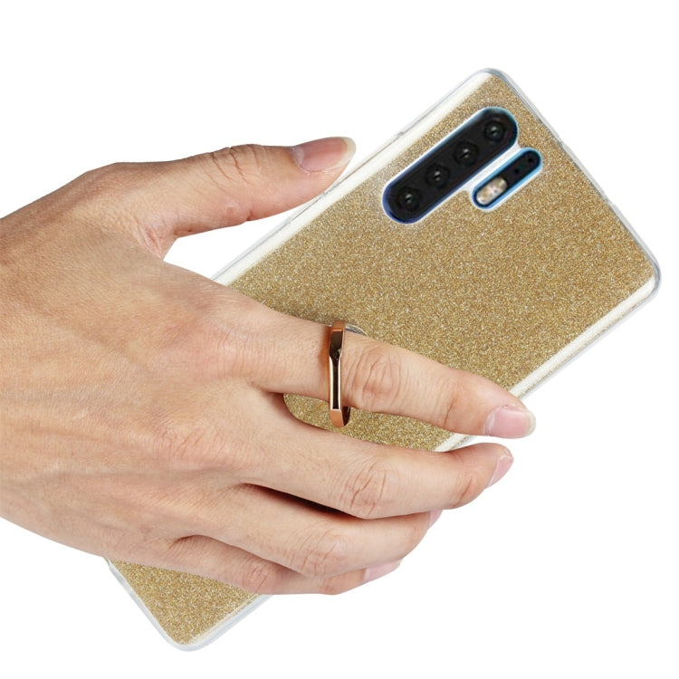 For Huawei P30 Pro Glittery Powder Shockproof TPU Protective Case with Ring Holder