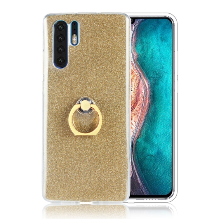 For Huawei P30 Pro Glittery Powder Shockproof TPU Protective Case with Ring Holder