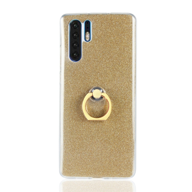 For Huawei P30 Pro Glittery Powder Shockproof TPU Protective Case with Ring Holder