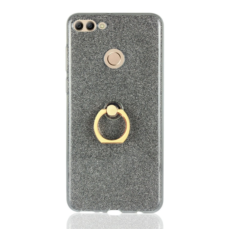 For Huawei Y9 (2018) Glittery Powder Shockproof TPU Protective Case with Ring Holder