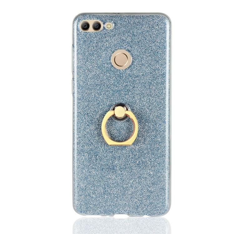 For Huawei Y9 (2018) Glittery Powder Shockproof TPU Protective Case with Ring Holder