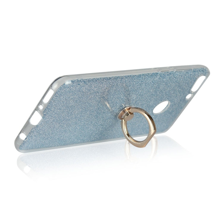 For Huawei Y9 (2018) Glittery Powder Shockproof TPU Protective Case with Ring Holder