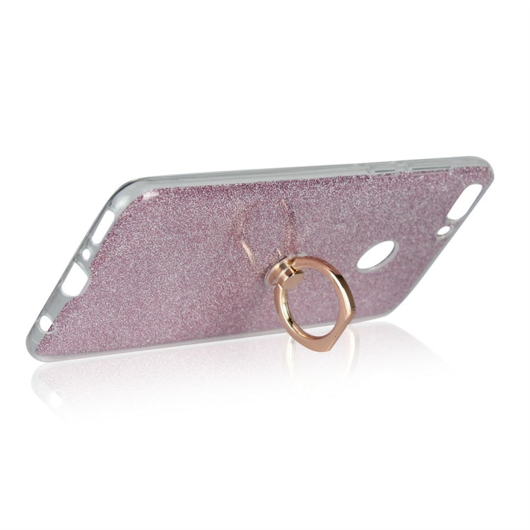For Huawei Y9 (2018) Glittery Powder Shockproof TPU Protective Case with Ring Holder