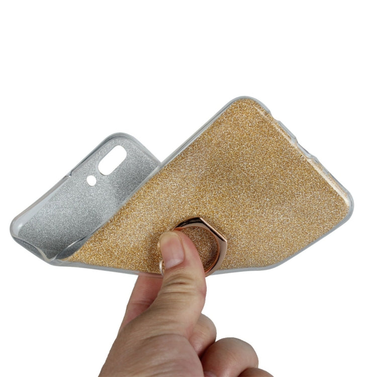 For Huawei Y9 (2018) Glittery Powder Shockproof TPU Protective Case with Ring Holder