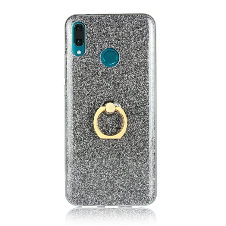 For Huawei Y9 (2019) Glittery Powder Shockproof TPU Protective Case with Ring Holder