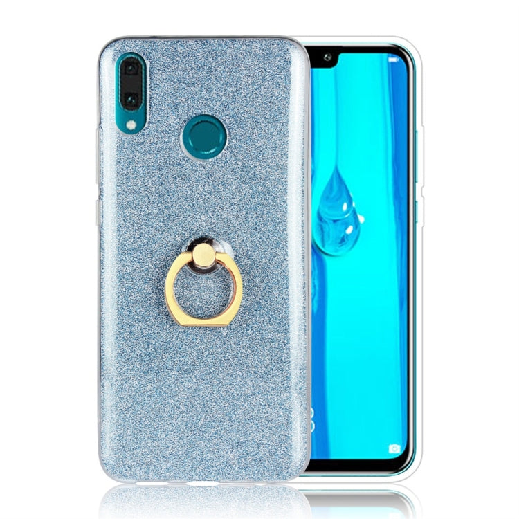 For Huawei Y9 (2019) Glittery Powder Shockproof TPU Protective Case with Ring Holder