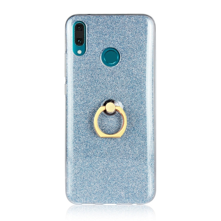 For Huawei Y9 (2019) Glittery Powder Shockproof TPU Protective Case with Ring Holder