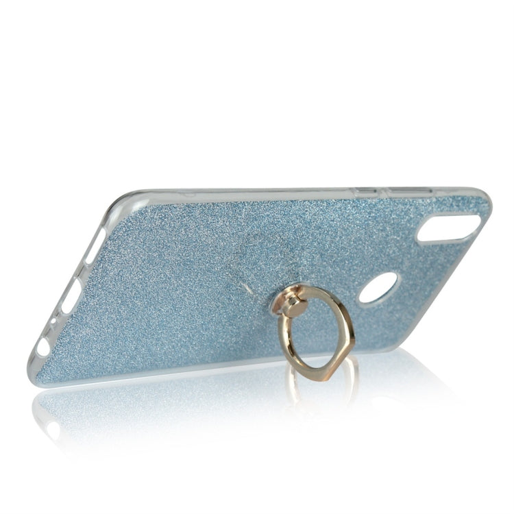 For Huawei Y9 (2019) Glittery Powder Shockproof TPU Protective Case with Ring Holder