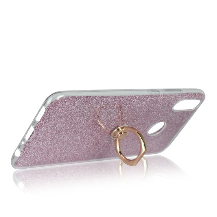 For Huawei Y9 (2019) Glittery Powder Shockproof TPU Protective Case with Ring Holder